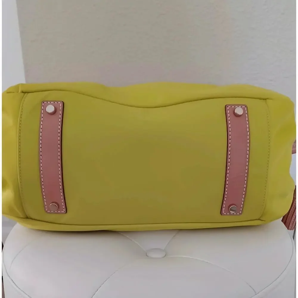Vtg Kate Spade Stevie Bag Lime Neon Green Nylon Y2K Satchel EUC